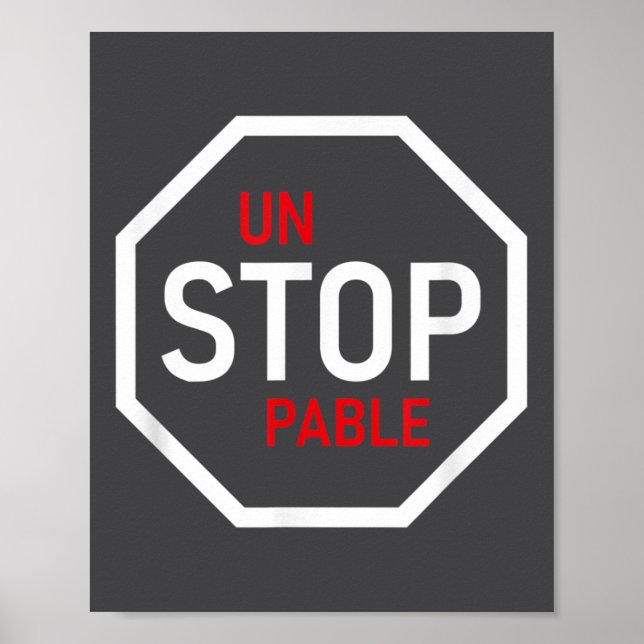 Poster Sinal de Parada Inparável Motivação Força Intelige (Frente)