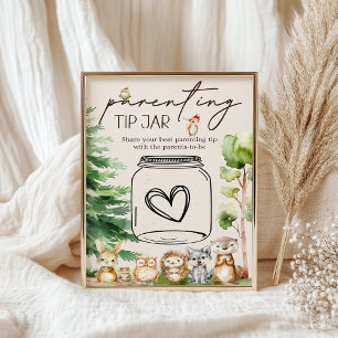 Poster Sinal de Parentalidade da Woodland Animal Chá de f