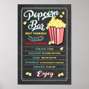 Poster Sinal de Parte do Menu do Bar Popcorn