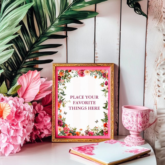 Poster Sinal de Partido Floral Rosa e Vermelho (Criador carregado)