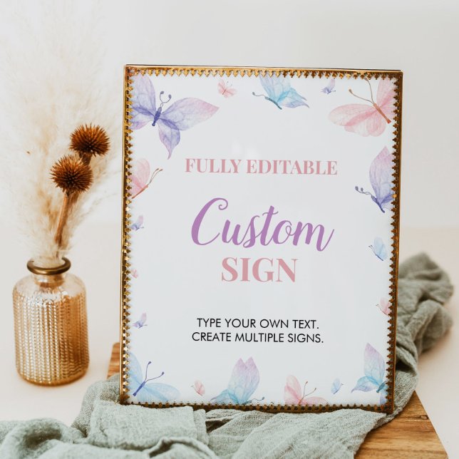 Poster Sinal de Partido Personalizado da Borboleta Whimsi (Criador carregado)