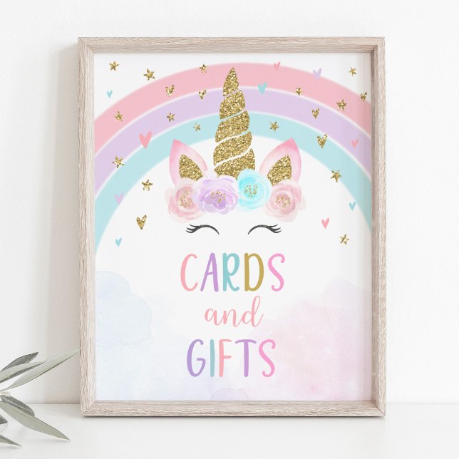 Poster Sinal de Partido Unicorn Rainbow Cards & Gifts (Criador carregado)