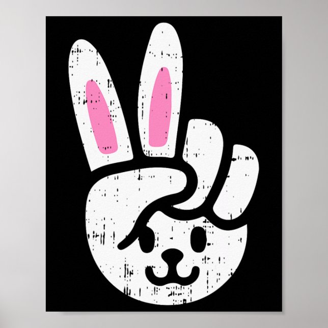 Poster Sinal de Paz Bunny Páscoa Diversão Coelho Primaver (Frente)