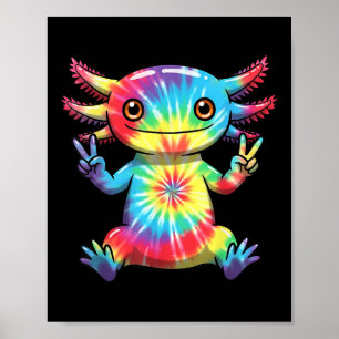 Poster Sinal de Paz de Axolotl Cólito Tie-dye Hippie Co