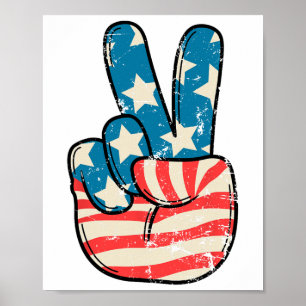 Poster Sinal de Paz de Bandeira Americana 4º De Julho Pat