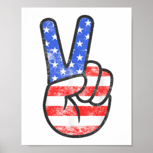 Poster Sinal de Paz de Bandeira Americana T-Shirt Quarto 