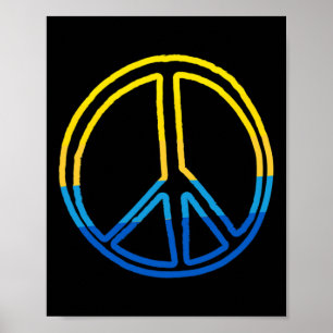 Poster Sinal de Paz em Cores da Ucrânia Amarelo e Azul 