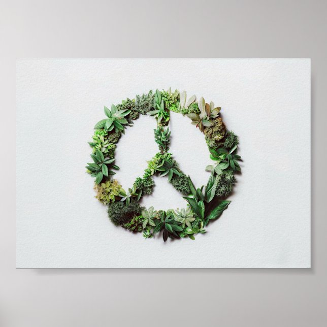 Poster Sinal de paz feito a partir de folhas (Frente)
