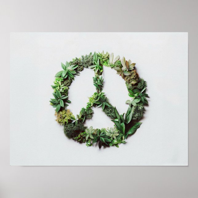 Poster Sinal de paz feito a partir de folhas (Frente)