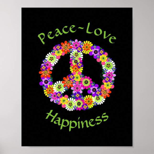 Poster Sinal de Paz Floral Ama Felicidade (Frente)