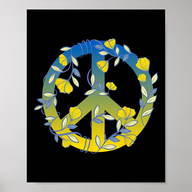 Poster Sinal de Paz Floral Ucrânia  (Frente)
