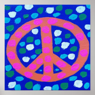 Poster Sinal de Paz Laranja no Azul