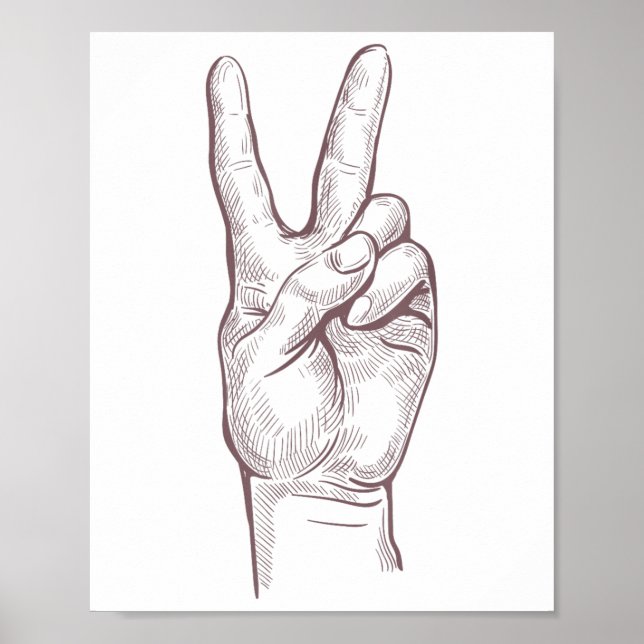Poster Sinal de Paz Mão Vitória Mulheres Paz (Frente)