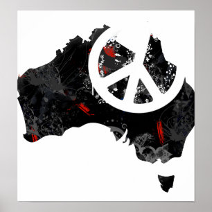 Pôster Sinal de paz na moda de Austrália com mapa