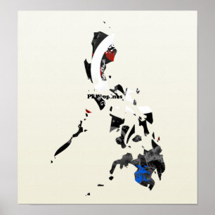 Pôster Sinal de paz na moda de Filipinas com mapa da