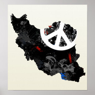 Pôster Sinal de paz na moda de Irã com mapa iraniano