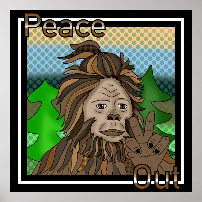 Poster Sinal de Paz Pé Grande Sasquatch Paz  (Frente)
