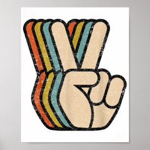 Poster Sinal de Paz Retroativo V Dedos Vintage 60s 70s 80