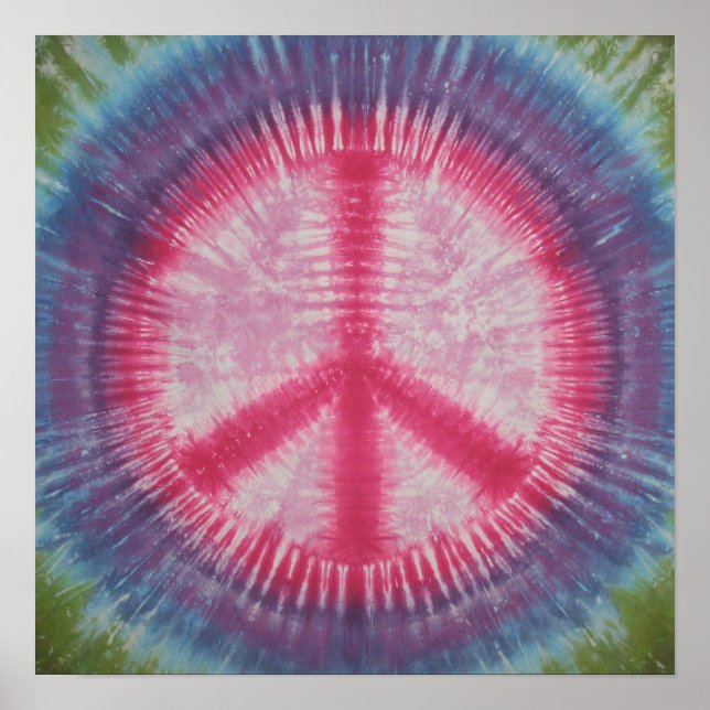 Pôster Sinal de Paz Rosa Tie Dye (Frente)