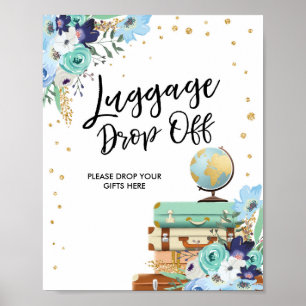 Poster Sinal de perda de bagagem Viagem chá senhorita par