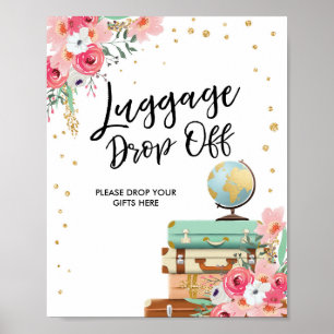 Poster Sinal de perda de bagagem Viagem chá senhorita par