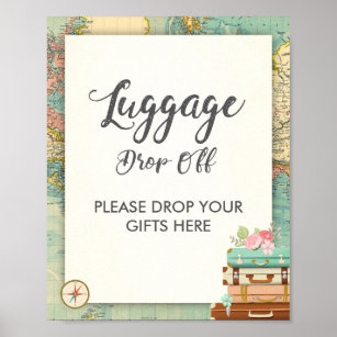 Poster Sinal de perda de bagagem Viagem chá senhorita par