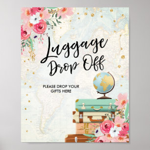 Poster Sinal de perda de bagagem Viagem chá senhorita par