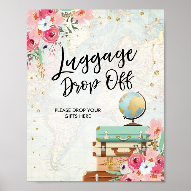 Poster Sinal de perda de bagagem Viagem chá senhorita par (Frente)