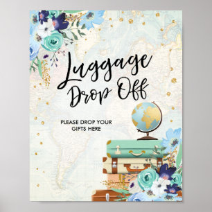 Poster Sinal de perda de bagagem Viagem chá senhorita par