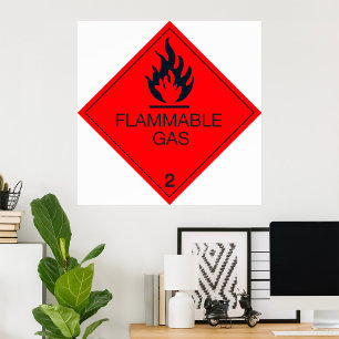 Poster Sinal de perigo Rótulo de segurança do gás inflamá