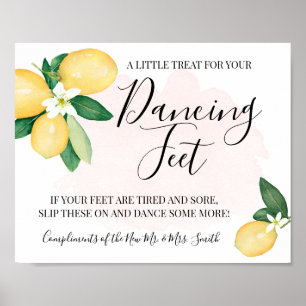 Poster Sinal de Pés Dançantes Chinelos de Casamento Lemon