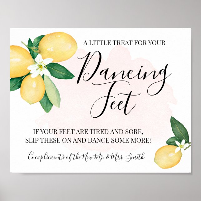 Poster Sinal de Pés Dançantes Chinelos de Praia Casamento (Frente)