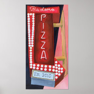 Poster Sinal de pizza neon