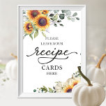 Poster Sinal de Placas de Receita do Chá de panela Girass<br><div class="desc">Linda cor-de-água dos girassóis verde, placa de receita de chá de panela de abóbora. Fácil de personalizar com seus detalhes. Entre em contato comigo via chat se tiver perguntas sobre o trabalho de arte ou precisar de personalização. NOTA: para obter assistência sobre pedidos, envio, informações sobre produtos, etc., entre em...</div>