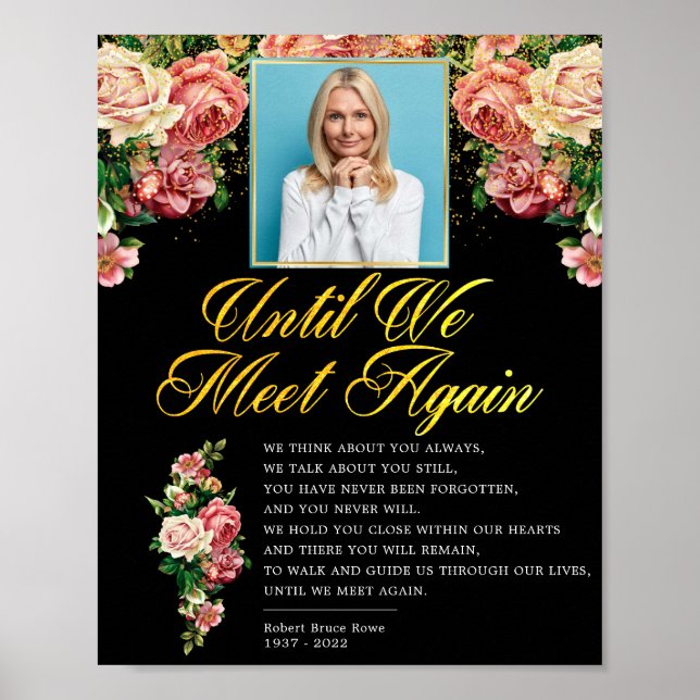 Poster Sinal de Poema de Funeral de Rosa Floral Elegante (Frente)