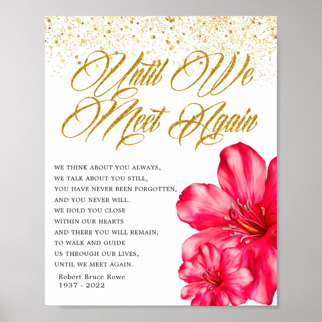 Poster Sinal de Poema de Funeral Floral Elegante Memorial (Frente)