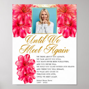 Poster Sinal de Poema Floral Rosa Elegante para Funeral e