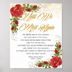 Poster Sinal de Poema Funeral do Elegante Rosa vermelha T