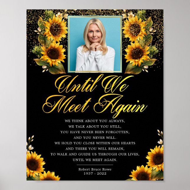 Poster Sinal de Poema Funeral Elegante dos Sunflower (Frente)
