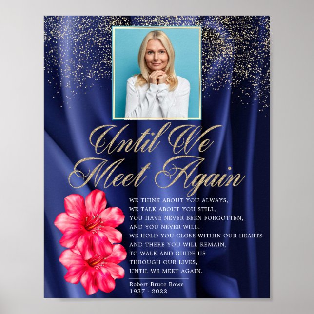 Poster Sinal de Poema Funeral Floral do Elegante Royal Bl (Frente)