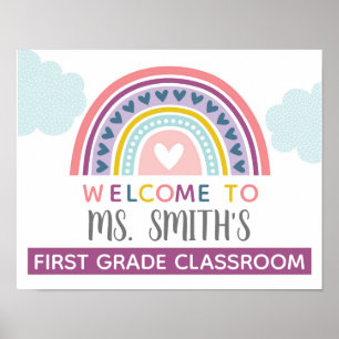 Poster Sinal de porta de boas-vindas da sala de aula no B