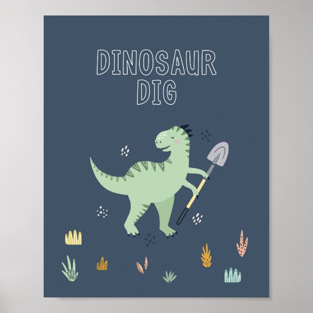 Poster Sinal de Porte de Dinossauro (Frente)