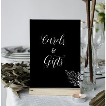 Sinal de presentes de placas brancas e pretas ROE