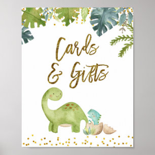 Poster Sinal de presentes e cartões de dinossauro