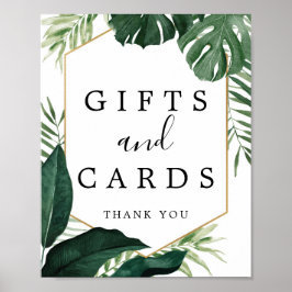Poster Sinal de Presentes e Cartões de Monstera Tropical