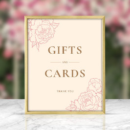 Poster Sinal de presentes e cartões de pintura em linha d