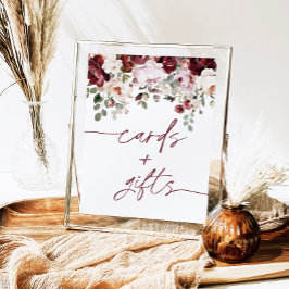 Poster Sinal de presentes e placas de flores cor-de-rosa 