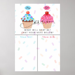 Poster Sinal de previsão de gênero de Cupcake de Menina