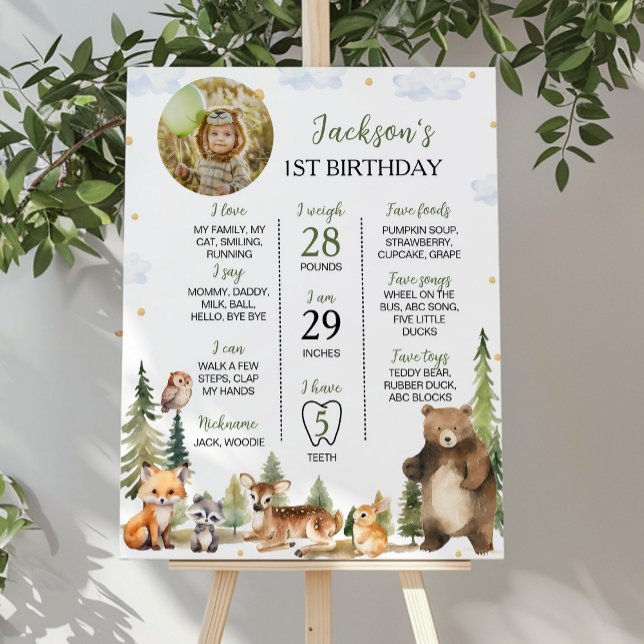 Poster Sinal de primeiro aniversario de Animais da Flores (Criador carregado)