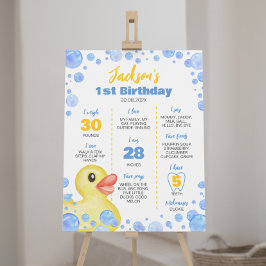 Poster Sinal de primeiro aniversario do Rapaz de Pato de 